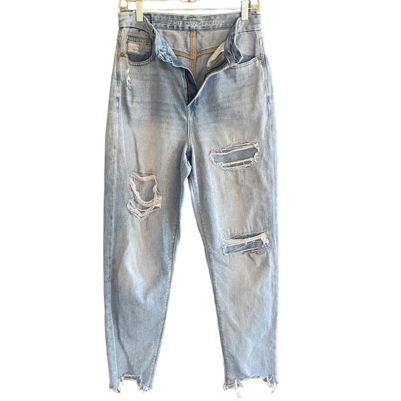 AMERICAN EAGLE Women's Size 6 CURVY MOM Jean Distressed Jeans Grungy High Rise - Picture 3 of 14